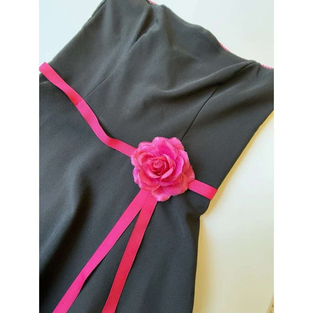 Vintage Rampage Strapless Dress Size 9 Pink Black Whimsi Goth A-Line 90s Y2K